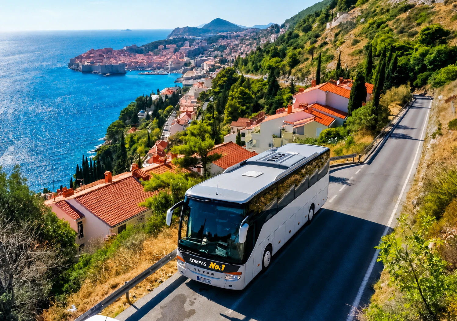 No.1 coach overlooking Dubrovnik and the Adriatic Sea